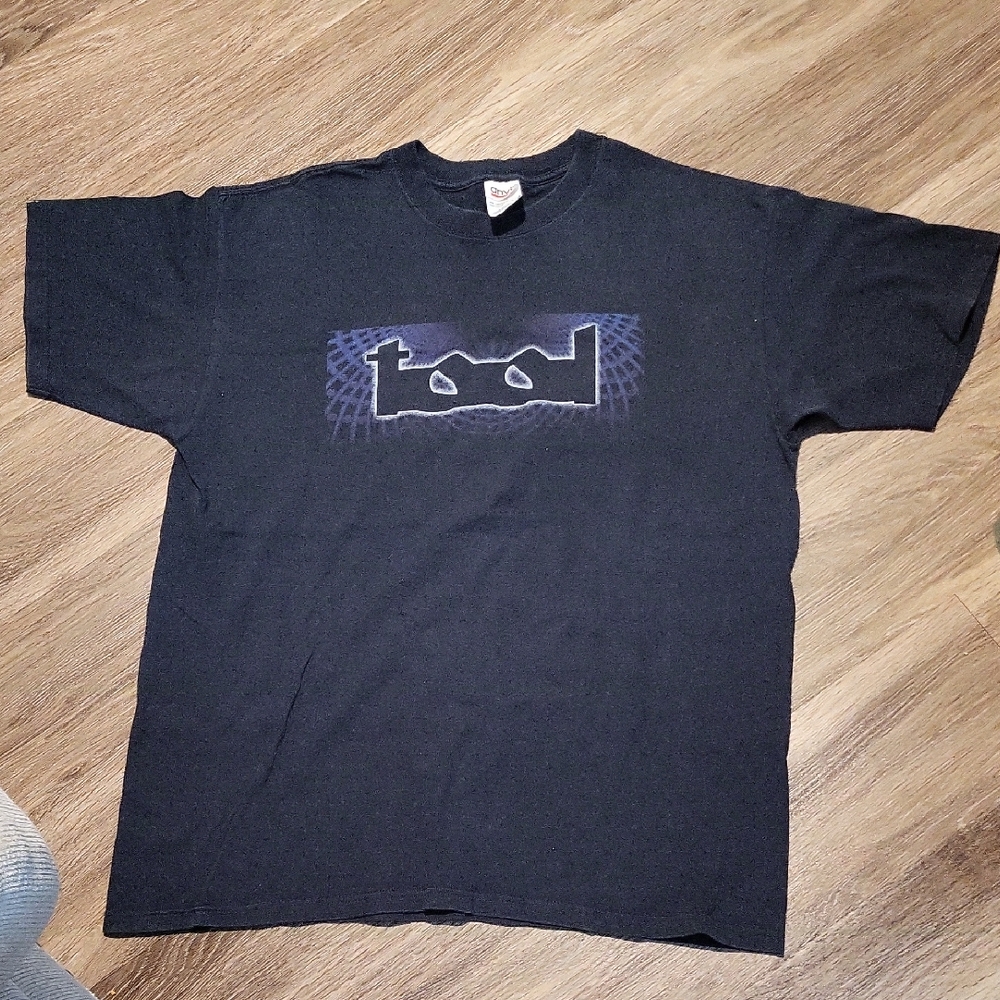 Anvil Black Graphic Tee with Blue Vintage Design